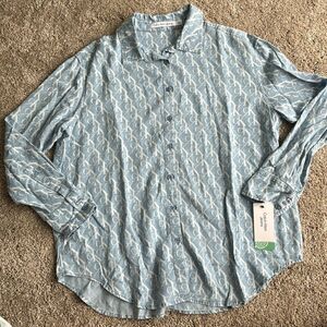 NWT CALVIN KLEIN JEANS MONOGRAM TENCEL BUTTON DOWN SHIRT